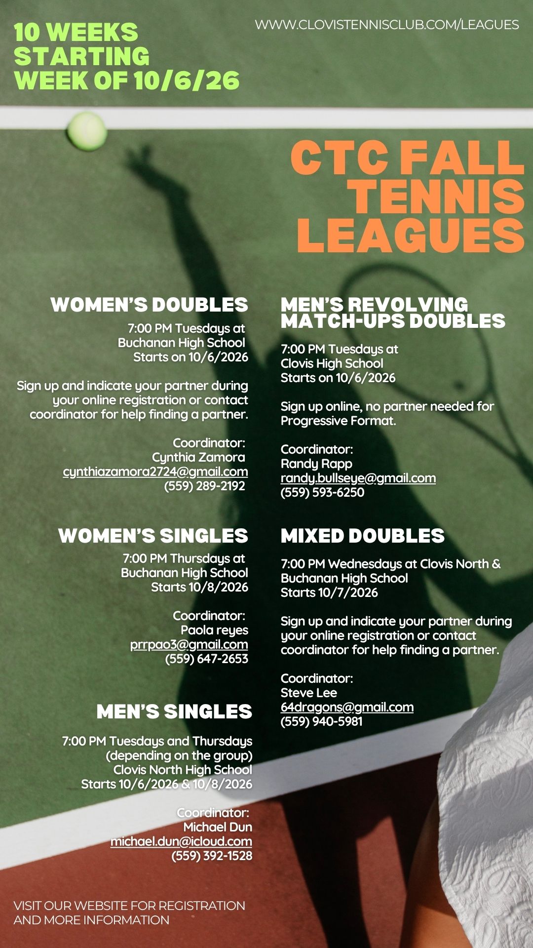 CTC Fall leagues flyer - 2026